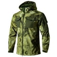 thumbnail image 1 of Kixjoy Rain Jacket Men Long Sleeve Waterproof Hooded Jacket Big and Tall Full Zip Fall Coat Hiking Camo Thermal Mens Windbreaker with Pockets, Green 3XL, 1 of 3