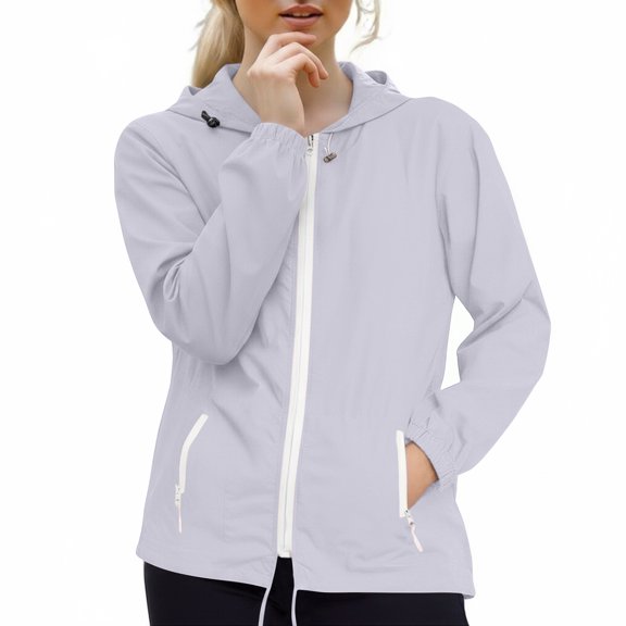 Kixjoy Rain Jacket Women Waterproof Windbreaker Raincoat Cycling Running Hiking Golf Travel Gear Hood Lightweight Packable, Silver S