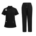 thumbnail image 1 of Kixjoy Scrub Sets for Men Short Sleeve V Neck Stretch Medical Scrubs Soft Jogger Loose Nurse Uniform Soild Lightweight Scrub Top and Jogger Pants with Pockets, Black XL, 1 of 5