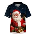 thumbnail image 1 of Kixjoy Scrub Shirts for Men Big and Tall Medical Christmas Printed Scrubs V Neck Stretchy Short Sleeve Top Lightweight Basic Casual Blouses for Men with Pockets, Navy 2XL, 1 of 4