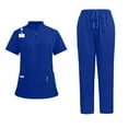 thumbnail image 1 of Kixjoy Scrubs for Men Set V Neck Short Sleeve Stretch Scrubs Set Soft Workwear Loose Nurse Uniform Basic Lightweight Scrub Tops and Long Pants with Pockets, Royal Blue M, 1 of 5