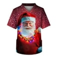 thumbnail image 1 of Kixjoy Scrubs for Men Tops Big and Tall Medical Christmas Printed Nurse Scrubs V Neck Stretchy Short Sleeve Tops Lightweight Basic Casual Mens Blouses with Pockets, Wine S, 1 of 4