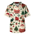 thumbnail image 1 of Kixjoy Scrubs Tops for Men Big and Tall Short Sleeve V Neck Nurse Scrubs Christmas Printed Stretchy Medical Top Casual Basic Lightweight Blouses for Men with Pockets, Khaki XL, 1 of 4