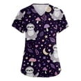 thumbnail image 1 of Kixjoy Scrubs for Women Tops Oversized Short Sleeve V Neck Nurse Scrubs Animal Printed Stretchy Medical Shirt Casual Lightweight Womens Uniform Tops with Pockets, Purple M, 1 of 6