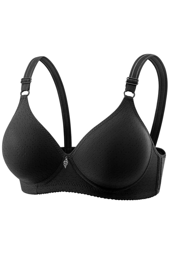 Seamless Bras for Women Breathable Push Up Wireless Jelly Bra Plus Size Soft Full Coverage Bra Adjustable Sports Supportive Womens Underwear, Black 42