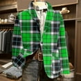 thumbnail image 1 of Kixjoy Suit Jacket for Men Big and Tall Button Down Fashion Blazer Long Sleeve Regular Fit Fall Coat Casual Plaid Lightweight Jackets for Men with Pockets, Green XL, 1 of 5