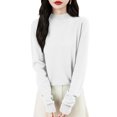 thumbnail image 1 of Kixjoy Sweater for Women Long Sleeve Mock Turtleneck Knit Sweaters Cotton Casual Lightweight Winter Top Soild Soft Loose Fit Blouses for Women, White L, 1 of 4