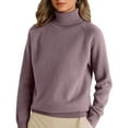 thumbnail image 1 of Kixjoy Sweaters for Women Oversized Lightweight Turtleneck Knitted Sweater Long Sleeve Thermal Basic Loose fit Pullover Fashion Fall Soft Sweaters for Women, Purple XXL, 1 of 4