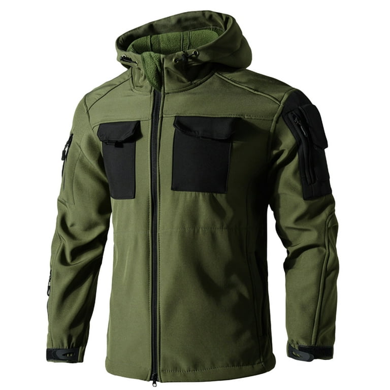 Kixjoy Tactical Jacket for Men Long Sleeve Waterproof Hooded
