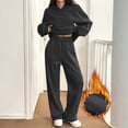 thumbnail image 1 of Kixjoy Track Suits for Women Set Plus Size Wide Leg Pant 2 Piece Long Sleeve Workout Casual Sweatsuit Basic Thermal Winter Womens Clothing with pockets, Dark Gray XXL, 1 of 6