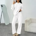 thumbnail image 1 of Kixjoy Two Piece Sets for Women Plus Size Casual Long Sleeve Sweatsuits Athletic Warm Hoodies and Pants Sets Basic Winter Outfits for Women with pockets, White L, 1 of 5