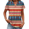 thumbnail image 1 of Kixjoy V Neck Tops for Women Casual Short Sleeve Lightweight Tops Fashion Loose Vacation Blouse Cozy Summer Floral Print Women's Tops, Tees & Blouses, Orange XXL, 1 of 7