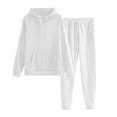 thumbnail image 1 of Kixjoy White Sweatsuit for Women 2 Piece Set Casual Oversized Drawstring Hoodies Sweatpants Set Jogging Winter Fleece Sweatsuits for Women Gym Fashion Women's Tracksuits with Pockets, White 2XL, 1 of 2
