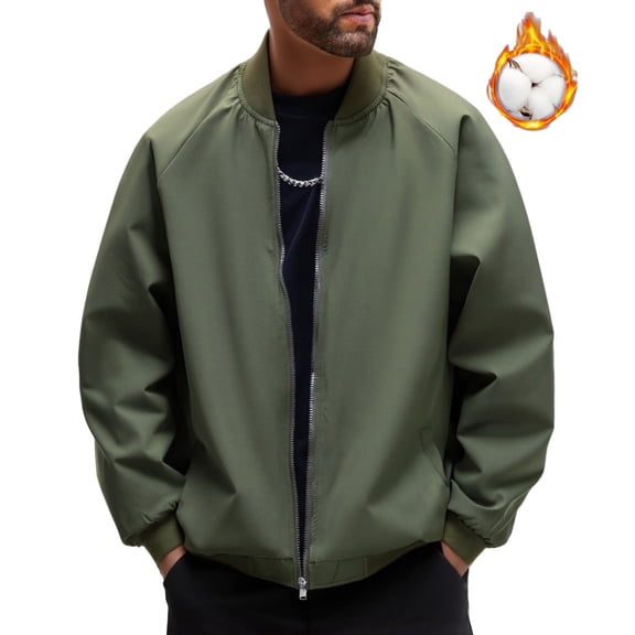 Kixjoy Winter Coats for Men Sherpa Lined Outdoor Oversized Waterproof Coats Warm Full Zip Fashion Jacket Cozy Fall Relaxed Fit Men's Clothing with Pockets, Army Green XL