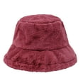 thumbnail image 1 of Kixjoy Winter Faux Fur Fluffy Bucket Hat – Warm Furry Cap for Women,Red, 1 of 3
