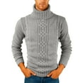 thumbnail image 1 of Kixjoy Winter Sweaters for Men Big and Tall Mock Neck Warm Cable Knit Sweater Long Sleeve Slim Fit Casual Fall Sweaters Basic Fashion Mens UnderShirts, Light Gray M, 1 of 4