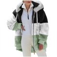 thumbnail image 1 of Kixjoy Women Fleece Long Coat Long Sleeve Thick Winter Puffer Jacket Fleece Zip Up Plus Size Coat Trendy Loose Fit Hooded Outerwear with Pockets, Green L, 1 of 5