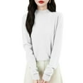 thumbnail image 1 of Kixjoy Women Sweaters Mock Turtleneck Long Sleeve Knit Sweaters Soild Lightweight Fleece Fall Tops Casual Soft Loose Fit Fall Outfits for Women 2025, White M, 1 of 4