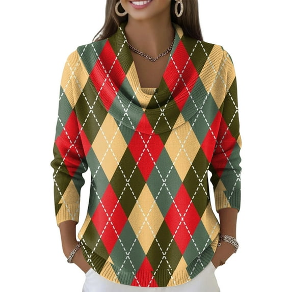 Kixjoy Womens Green Sweaters Cowl Neck Long Sleeve Knit Sweater Lounge Trendy Holiday Top Cozy Petite Fall Outfits for Women, Army Green XL