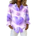 thumbnail image 1 of Kixjoy Womens Long Sleeve Tops Collared Button Down V Neck Shirts Lounge Work Valentine Tunic Tops Lightweight Plus Size Womens Blouses, Light Purple 3XL, 1 of 5