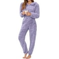 thumbnail image 1 of Kixjoy Womens Onesies Pajamas Long Sleeve Zip Up Fleece Pajama Fuzzy Fall Hooded Jumpsuits Fashion Basic Thermal Jumpsuits for Women Dressy, Purple M, 1 of 3