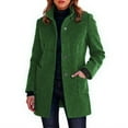 thumbnail image 1 of Kixjoy Womens Pea Coat Plus Size Button Down Fall Peacoat Long Sleeve Notched Collar Fleece Jackets Thermal Fashion Basic Windbreaker Jackets for Women with Pockets, Dark Green L, 1 of 4