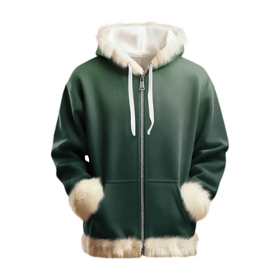 Kixjoy Zip Up Hoodie Women Plus Size Fleece Lined Long Sleeve Hoodie Fashion Winter Hooded Sweatshirt Gradient Casual Loose Fit Jackets for Women with Pockets, Dark Green S