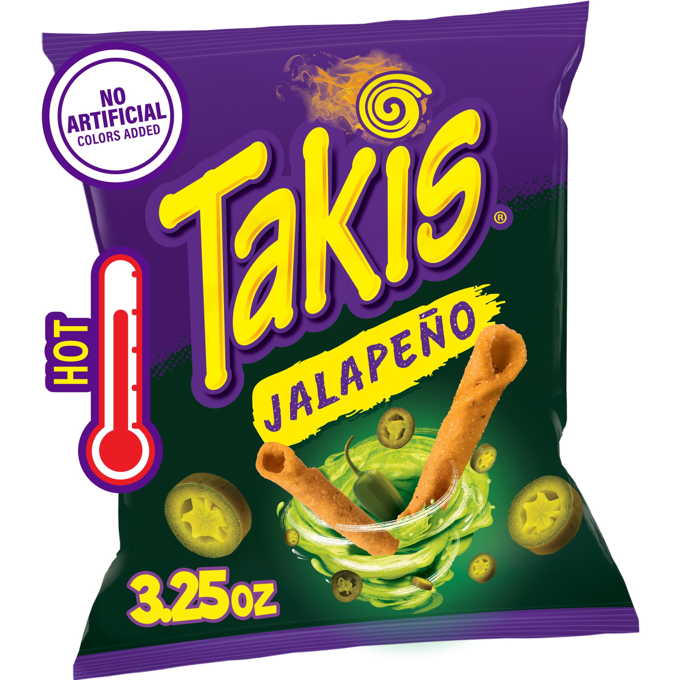 Takis Jalapeno 3.25 oz Snack Size Bag, Pickled Jalapeno Rolled Tortilla Chips