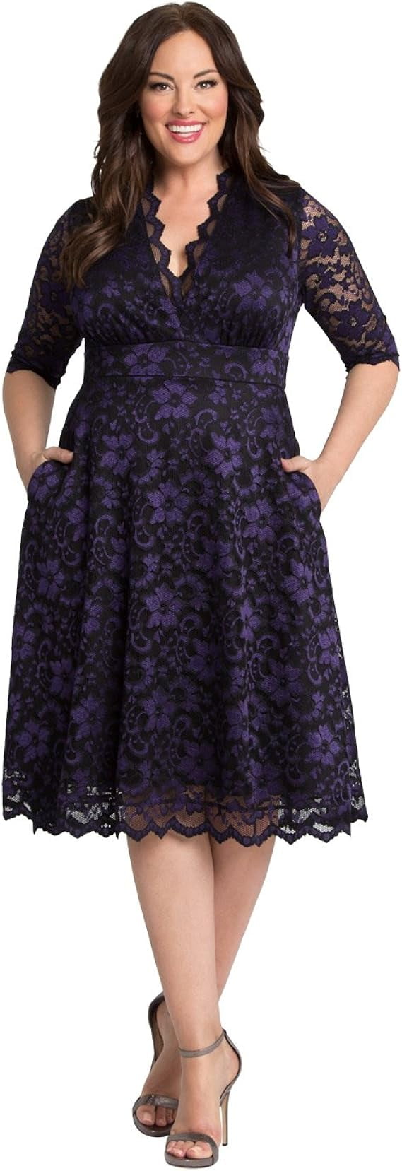 Kiyonna Mon Cheri Lace Cocktail Dress, Violet Noir, Liberia | Ubuy
