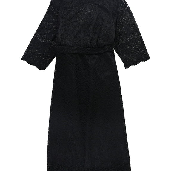 Kiyonna Womens Lace A-line Dress, Black, Plus Size, 3X