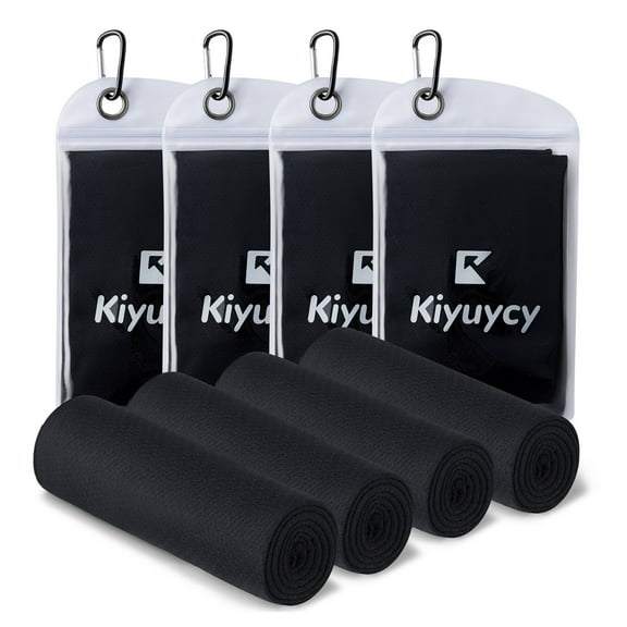 Kiyuycy 4-Pack Cooling Towels with Carry Case – Neck & Head Relief for Running, Hot Weather, and Outdoor Heat
