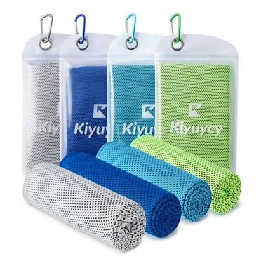 Kiyuycy 4-Pack Instant Cooling Towels with Carry Case, 40"x12" Quick-Dry, Super Soft, for Sports, Gym, Hiking, and Outdoor Use
