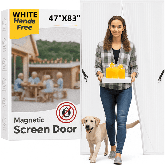 Kiyuycy Magnetic Screen Door – Self-Sealing, Pet and Kid Friendly, Insect-Proof Fiberglass Mesh for Home, Garage, or Patio Doors 47in*83in