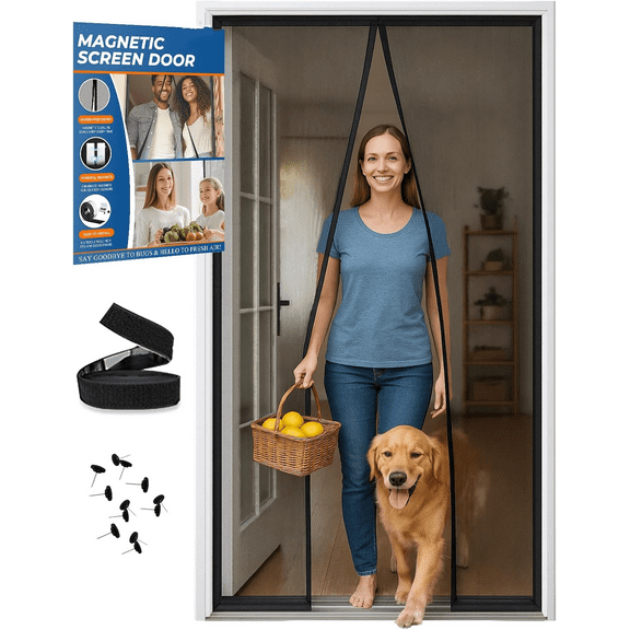 Kiyuycy Magnetic Mesh Screen Door, Heavy - Duty: Hands - free Passage, Kid & Pet - friendly, Bug - proof with Strong Magnets 32in×83in