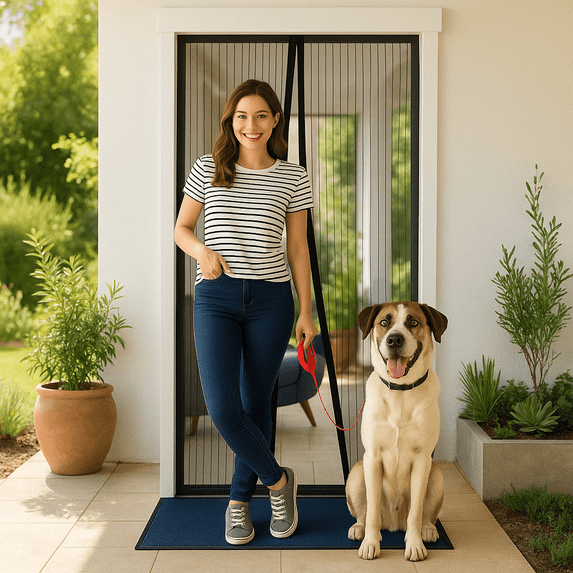 Kiyuycy Magnetic Screen Door, Durable Fiberglass Mesh, Hands-Free, Self-Sealing, Multiple Sizes and Colors, Keeps Bugs Out, Pet and Kid Friendly 39.3"X82.7"