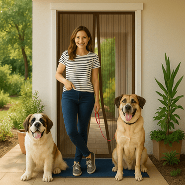 Kiyuycy Magnetic Screen Door, Durable Fiberglass Mesh, Hands-Free, Self-Sealing, Multiple Sizes and Colors, Keeps Bugs Out, Pet and Kid Friendly 39.3"X82.7"