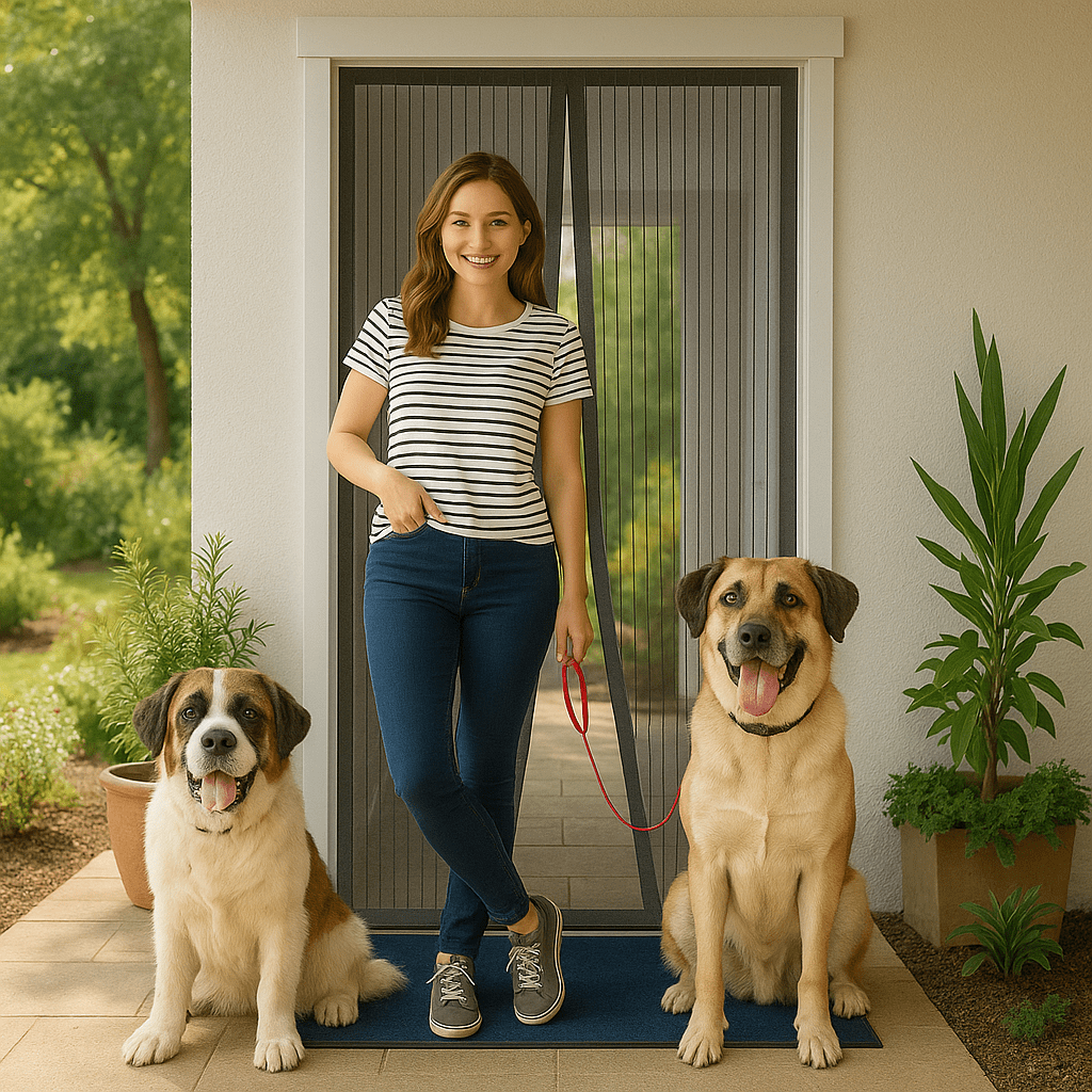 Magnetic Screen Door – 31"x78" (80x200 Cm), Self-Sealing, Hands-Free, 36 Magnets, Pet & Child Friendly, Fits French & Sliding Doors (Brown)
