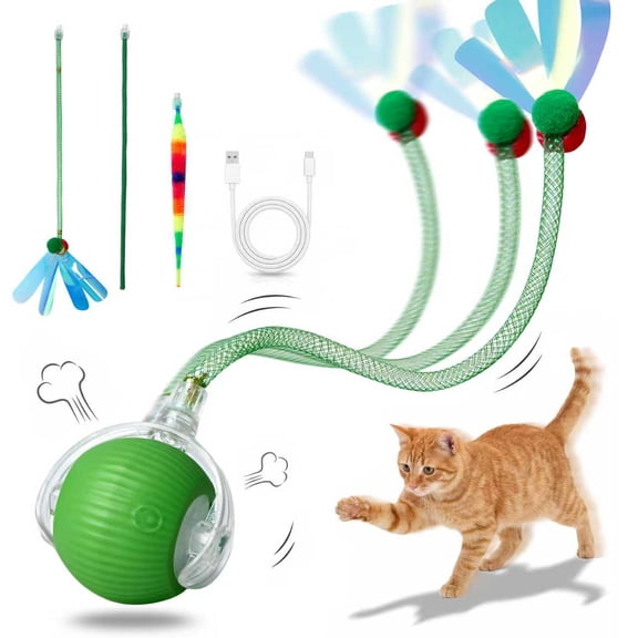 Kiyuycy Motion Activated Cat Toy Ball, 3 Modes USB Rechargeable Interactive Toy for Indoor Cats & Kittens
