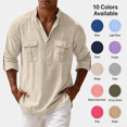thumbnail image 1 of Kizanda Men Half Button Work Shirt with Chest Pockets Pullover Lightweight Stand Collar Work Comfy Office Shirt Long Sleeve Fall Winter Business Casual Top for Men XL, 1 of 9