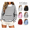 thumbnail image 1 of Kizanda Women Striped Mock Neck Sweatshirt with Front Pocket Loose Fit Printed Fashion Long Sleeve Pullover Sweatshirt Casual Outdoor Soft Raglan Sleeve Fall Winter Blouses XXL, 1 of 7