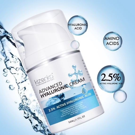 Kizenka Hyaluronic Face Cream Enrich Aloe Vera Retinol Vitamin C & E Niacinamide, Day Night Hydrating Facial Moisturizer for Women, 50ml/1.7floz