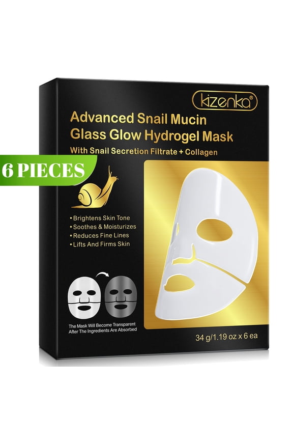 Hydrogel Sheet Mask for Face - 6 Sheets, Hydrating Collagen Facial Mask, Lift and Firm Skin, Overnight Face Mask