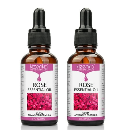 Kizenka Rose Essential Oil, Smooth Anti Aging,Aromatherapy Massage Oil to Relieve Muscle Soreness,2 Pack