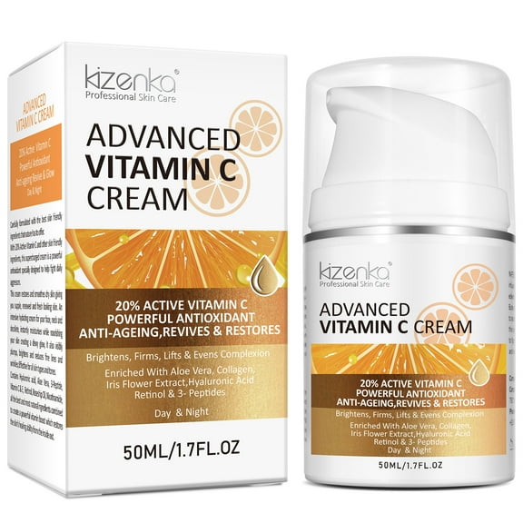 Kizenka Vitamin C Cream, Anti Aging Face Cream 20% Vitamin C Cream for Skin and Face Moisturizer Day Cream 50ml
