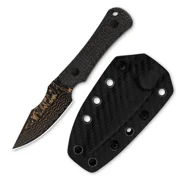 Kizer Bone Fixed Knife Copper Damascus Blade Micarta Handle With Sheath 1122A2