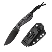 Kizer Buddy Fixed Knife Compact M390 SteelBlade Fat Carbon White Storm Handle With Sheath, 1081A9