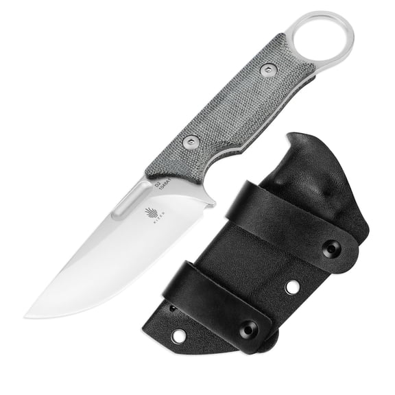 Kizer Cabox D2 Steel Fixed Blade Hunting Knife, 3.35 inch, Micarta Handle with Sheath, EDC