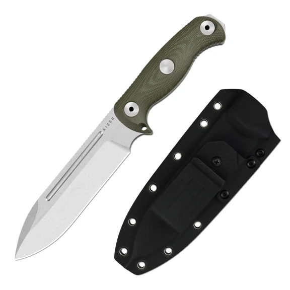Kizer Drop Bear Fix 7 Fixed Knife AEB-L Blade Micarta Handle Survival Big Size With Sheath 1103A1 Big Size Camping