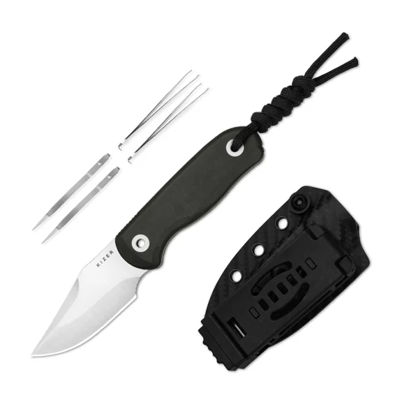 Kizer Drop Bear Fix Clip Point Fixed Knife AEB-L Blade G10 Handle With Sheath 1092A3