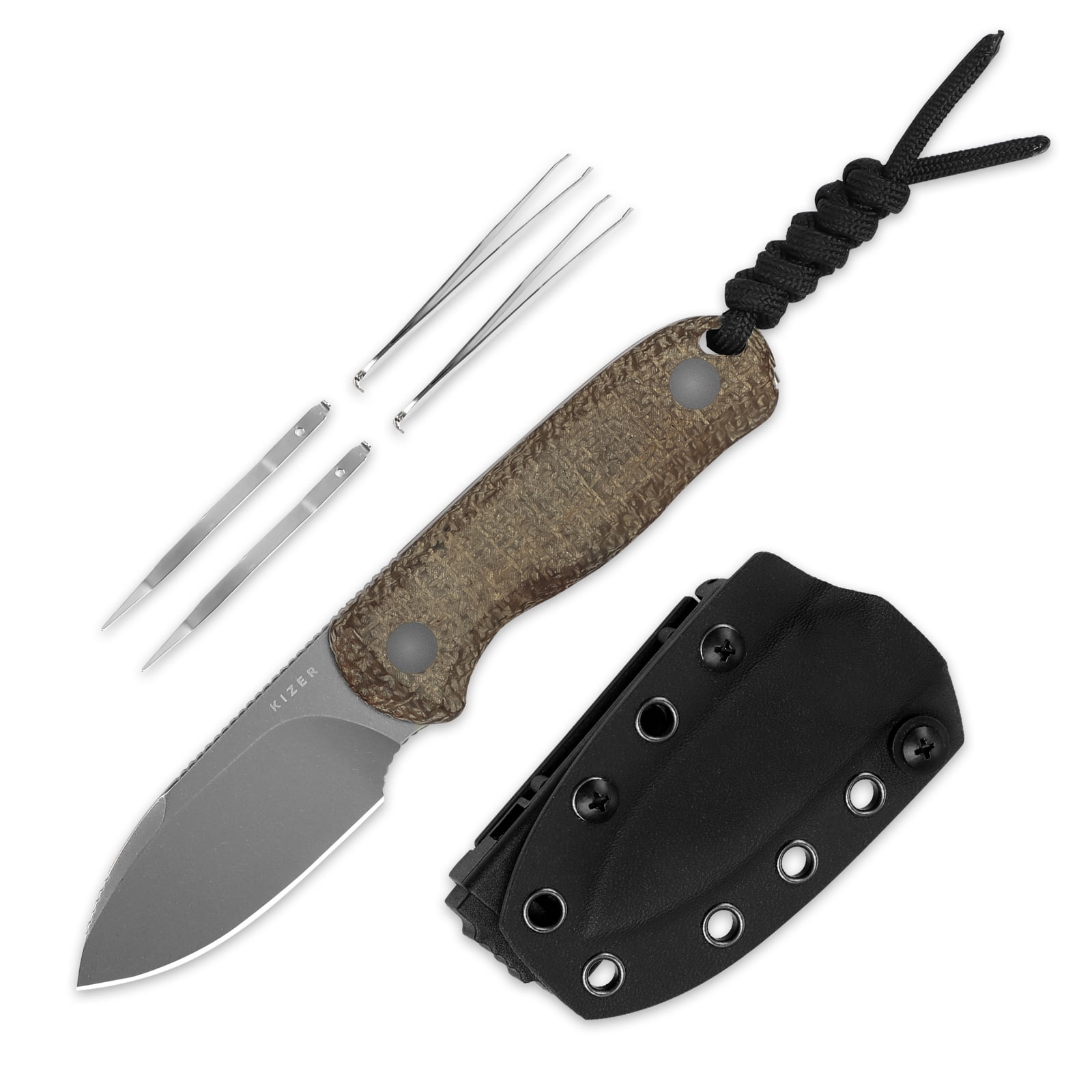michi31⭐︎ Kizer Fixed Blade Knife Drop Bear, 14C28N Steel Burlap